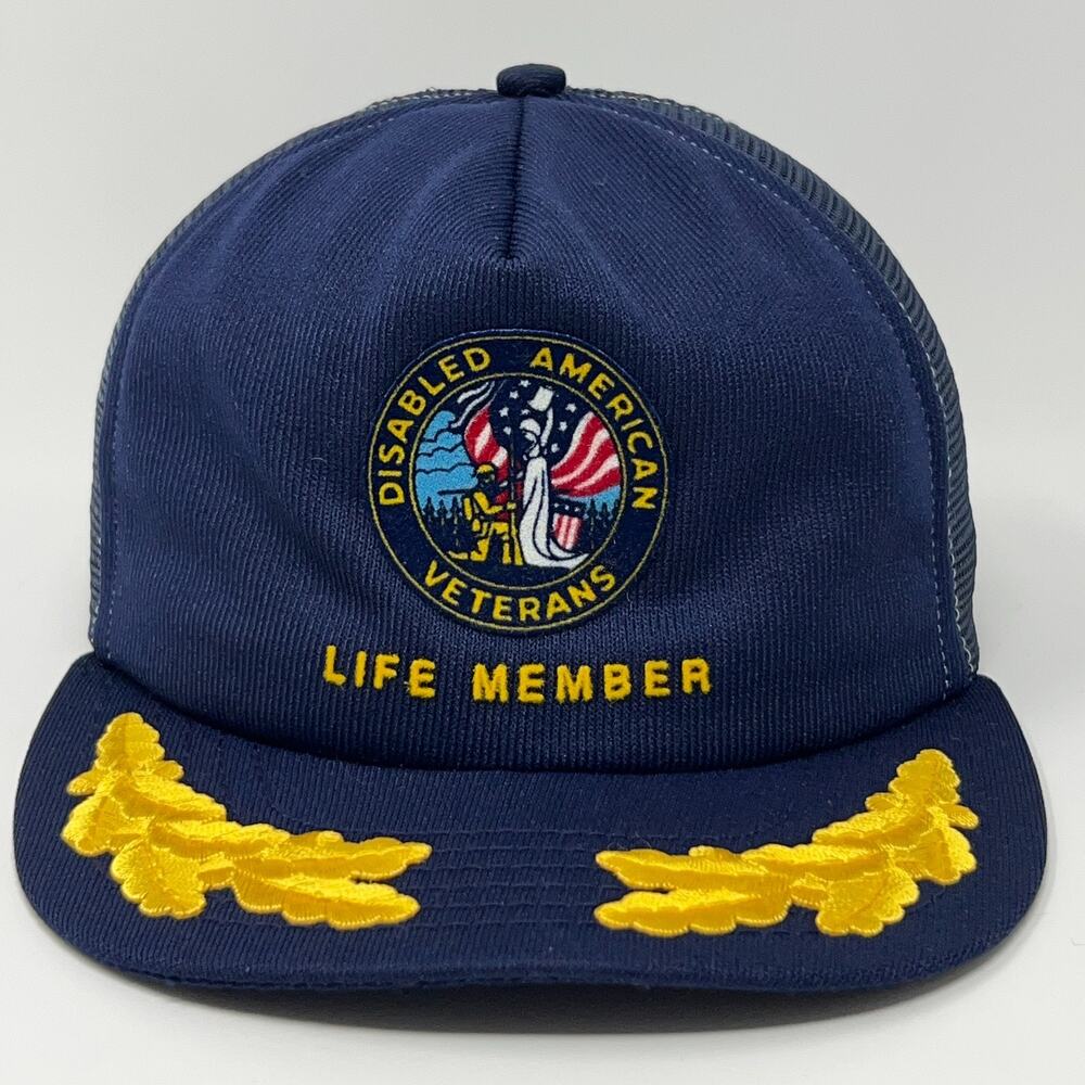 Vintage 80s Disabled American Veterans Trucker Hat Baseball Cap Snapback Blue